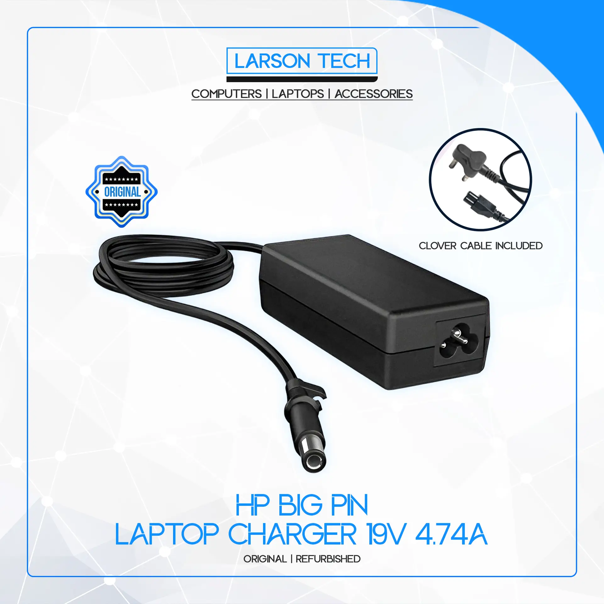 Refurbished HP Big Pin Laptop Charger (19V 4.74A, 90W) - Image 2