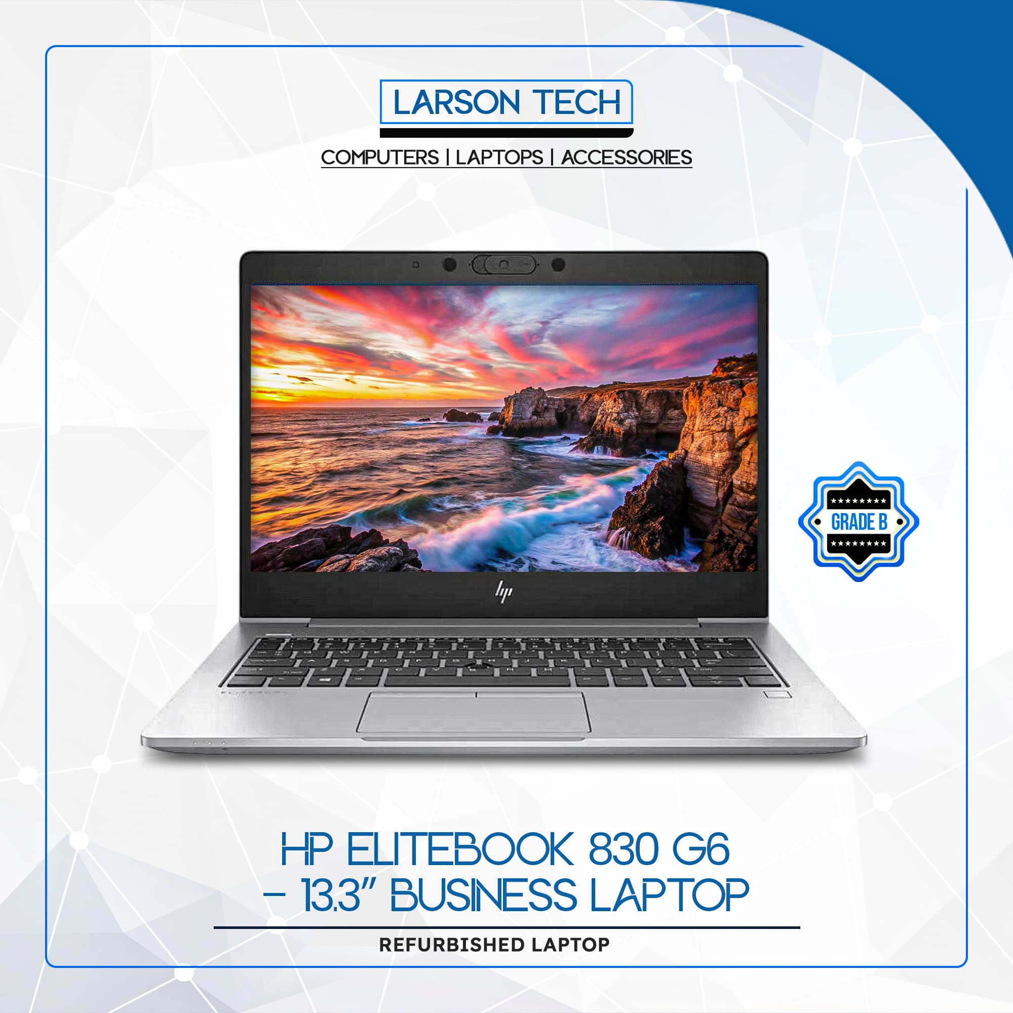 Refurbished HP EliteBook 830 G6 laptop – i5 8th Gen, 16GB RAM, 512GB SSD, 13.3" Full HD, Windows 11 Pro