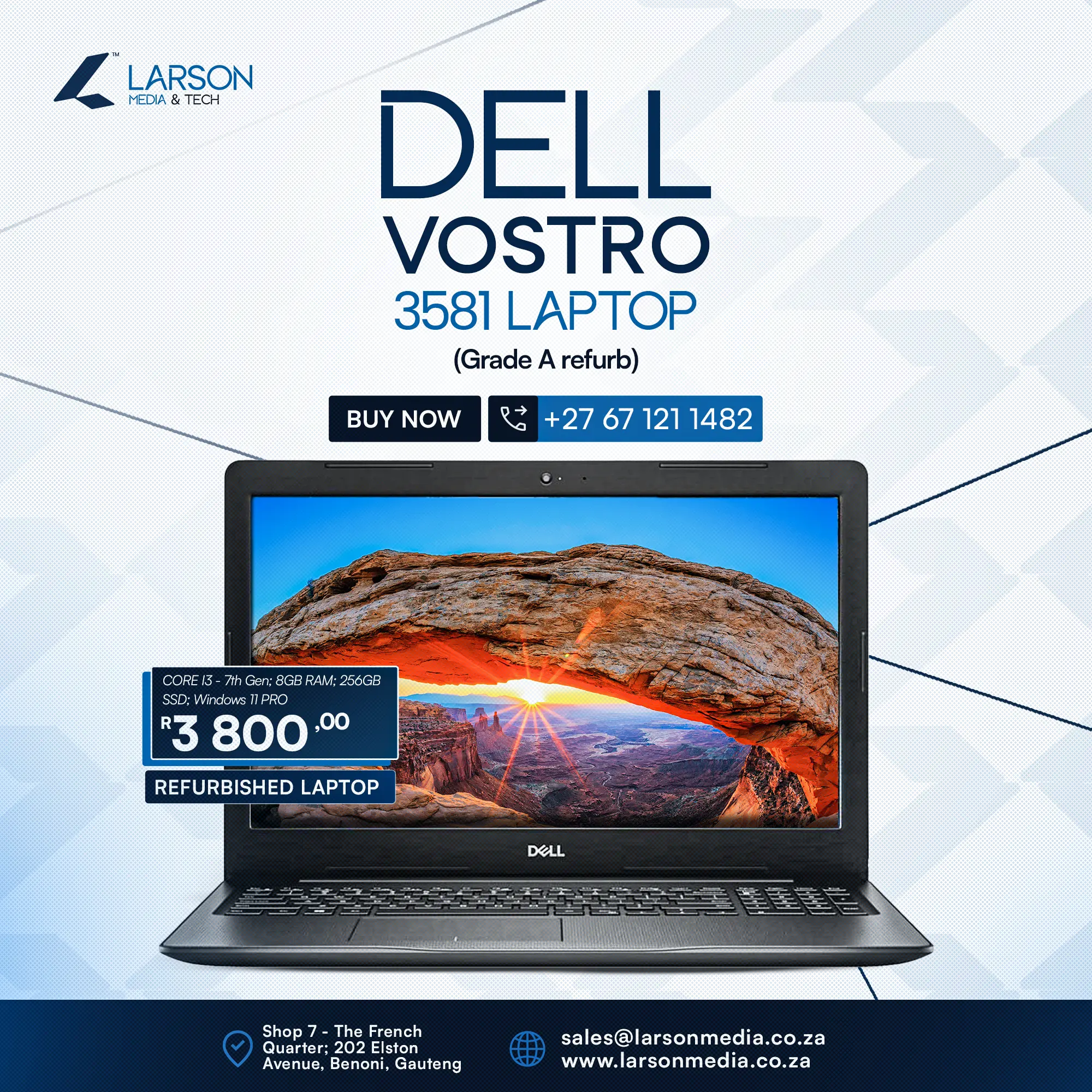 REFURBISHED DELL VOSTRO 3581 LAPTOP | I3 7TH GEN, 8GB RAM, 256GB SSD | 3 MONTHS WARRANTY - Image 2