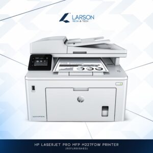 HP LaserJet Pro MFP M227fdw refurbished mono laser printer with touchscreen and automatic document feeder
